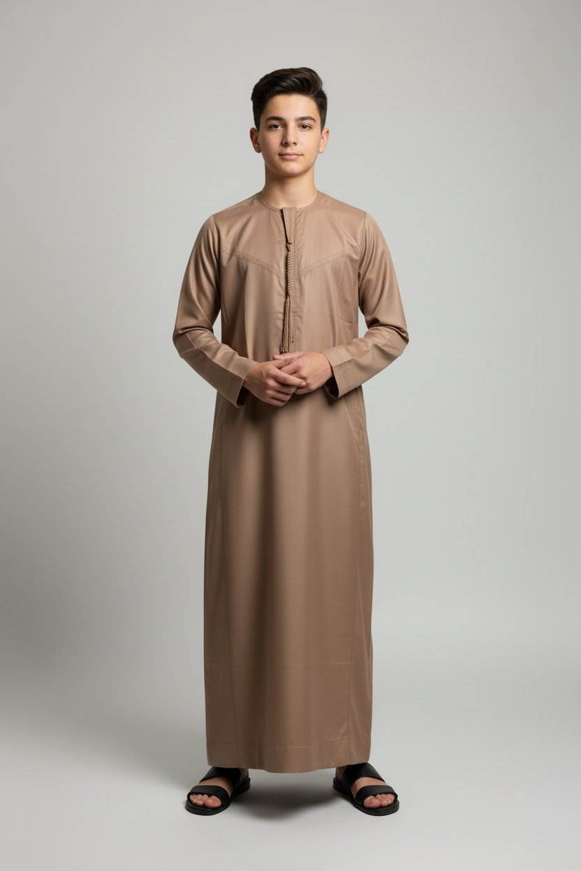 Beige Thobe on Teenage Model
