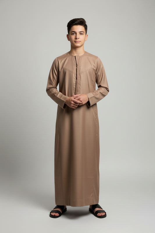 Beige Thobe on Teenage Model