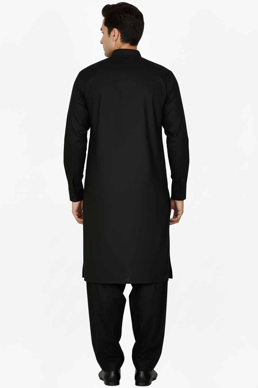 Men's Premium Shalwar Kameez Plain - Black