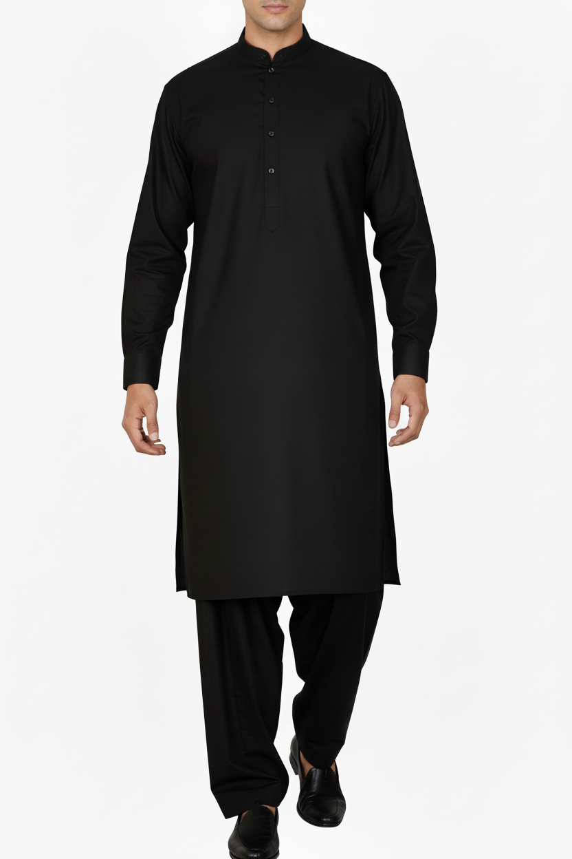 Men's Premium Shalwar Kameez Plain - Black