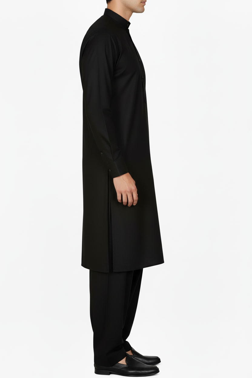 Men's Premium Shalwar Kameez Plain - Black