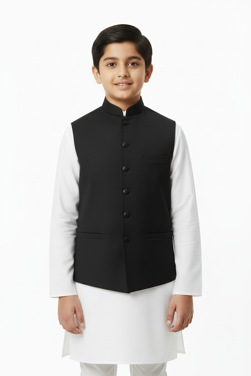 Black Waistcoat Boy Front Pose