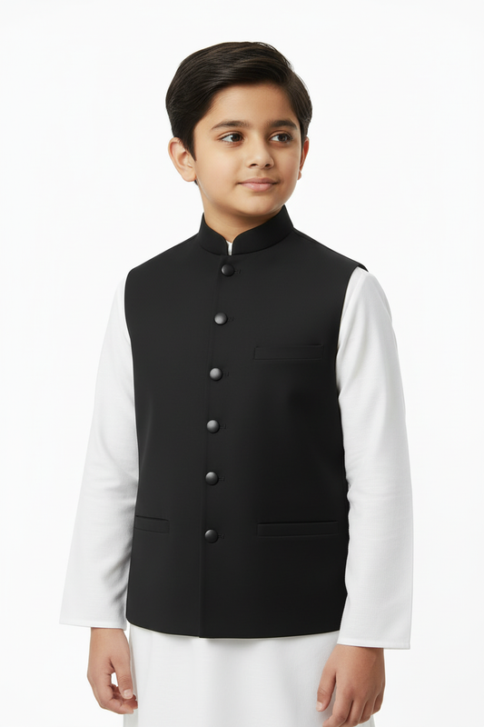 Black Waistcoat Boy Three-Quarter Pose