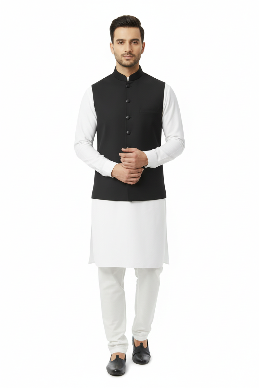 Black Waistcoat Full Front View