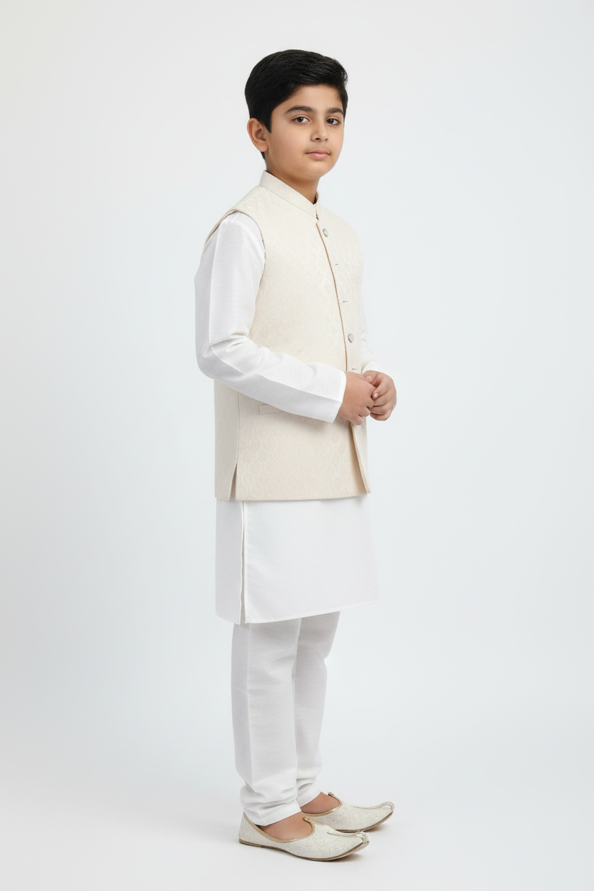 Boy in Daisy Design Waistcoat – Side