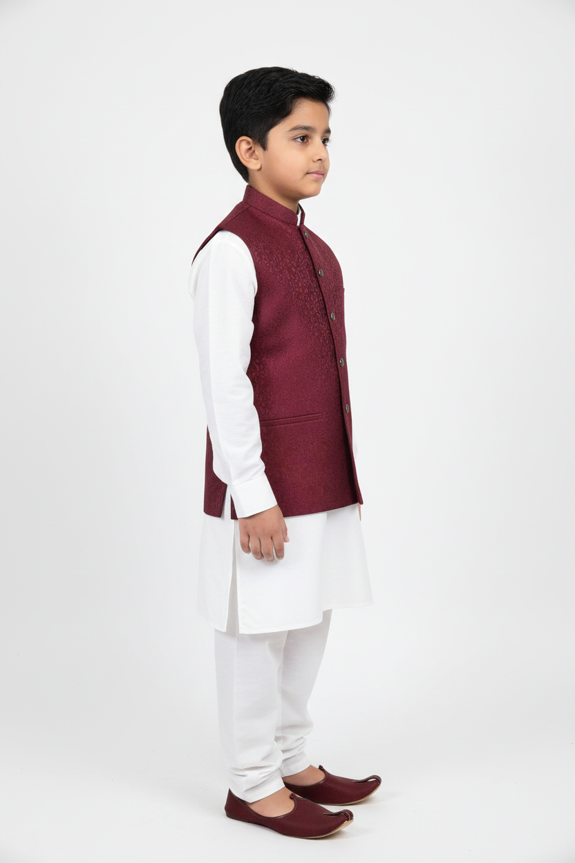 Boy in Maroon Paisley Vine – Side No Pocket