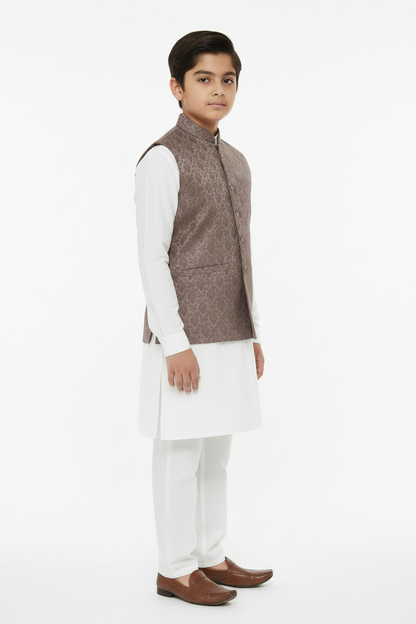 Boy in Mocha Royal Diamond Waistcoat – Side