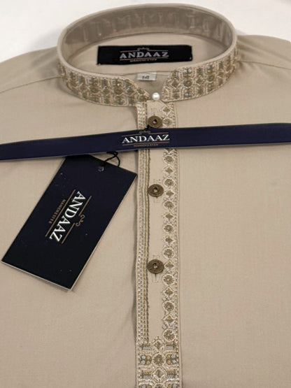 Boys Shalwar Kameez Beige 3 Embroidery