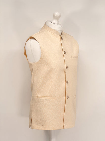Men's Banarsi Cream Waistcoat