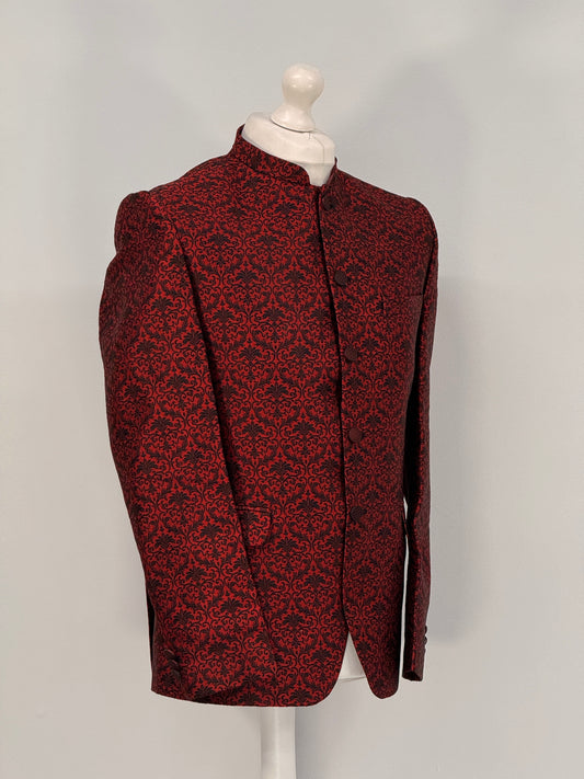 Men's Banarsi Red Black Prince Jacket