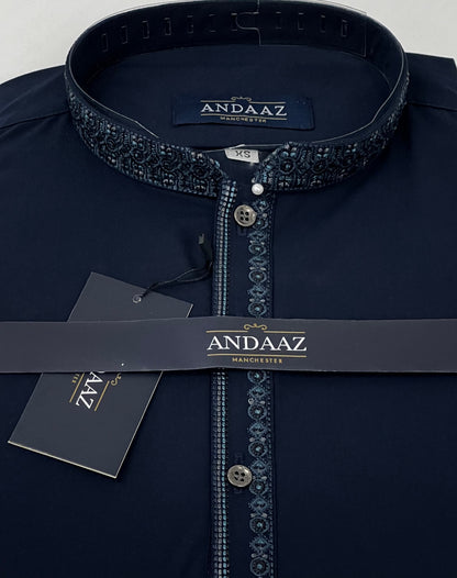 Men's Shalwar Kameez Navy 1 Embroidery