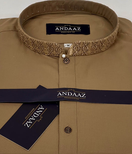 Men's Shalwar Kameez Toffee Embroidery