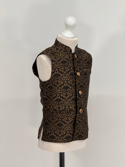 Boys Banarsi Bronze Black Waistcoat