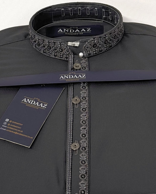 Boys Shalwar Kameez Grey 5 Embroidery