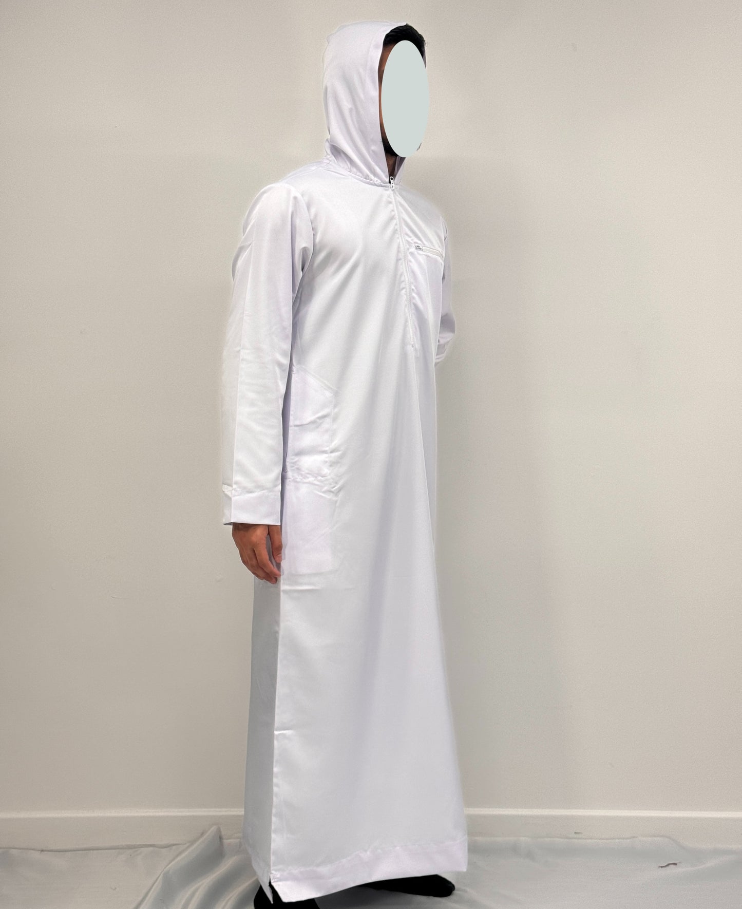 Boys Hoodie Zipper Jubba - White