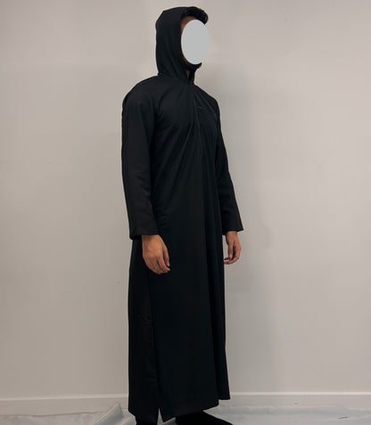 Boys Hoodie Zipper Jubba - Black
