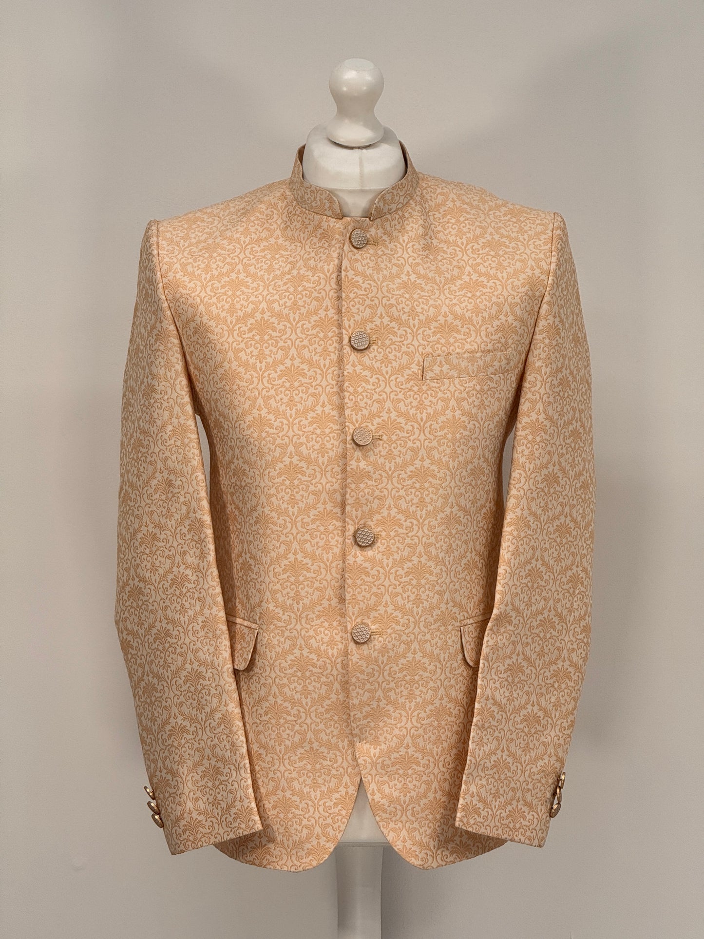 Men's Banarsi Cream Peach Prince Jacket