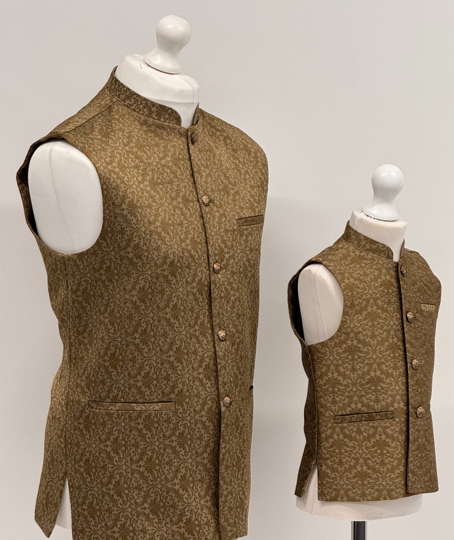 Men's Banarsi Golden Copper Waistcoat