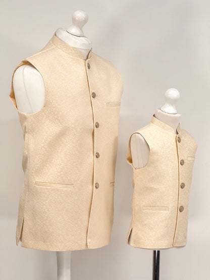 Men's Banarsi Cream Waistcoat