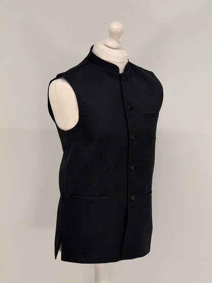Men's Banarsi Black Waistcoat
