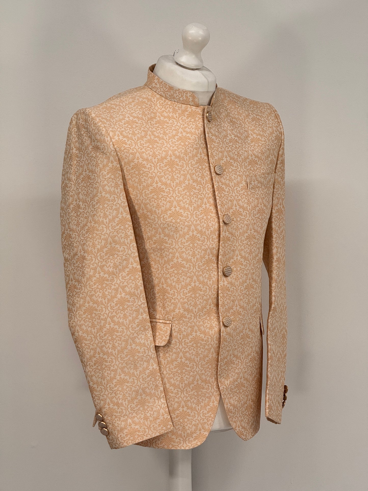 Men's Banarsi Cream Peach Prince Jacket