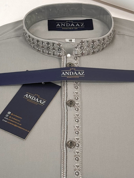 Boys Shalwar Kameez Grey 3 Embroidery