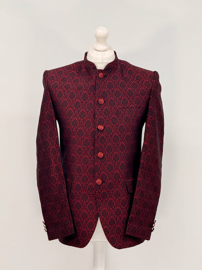 Men's Banarsi Red Black Diamond Prince Jacket