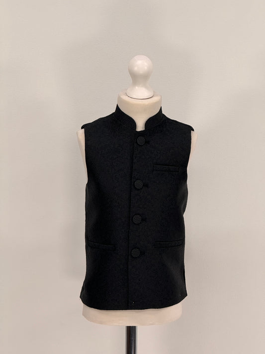 Boys Banarsi Black Waistcoat