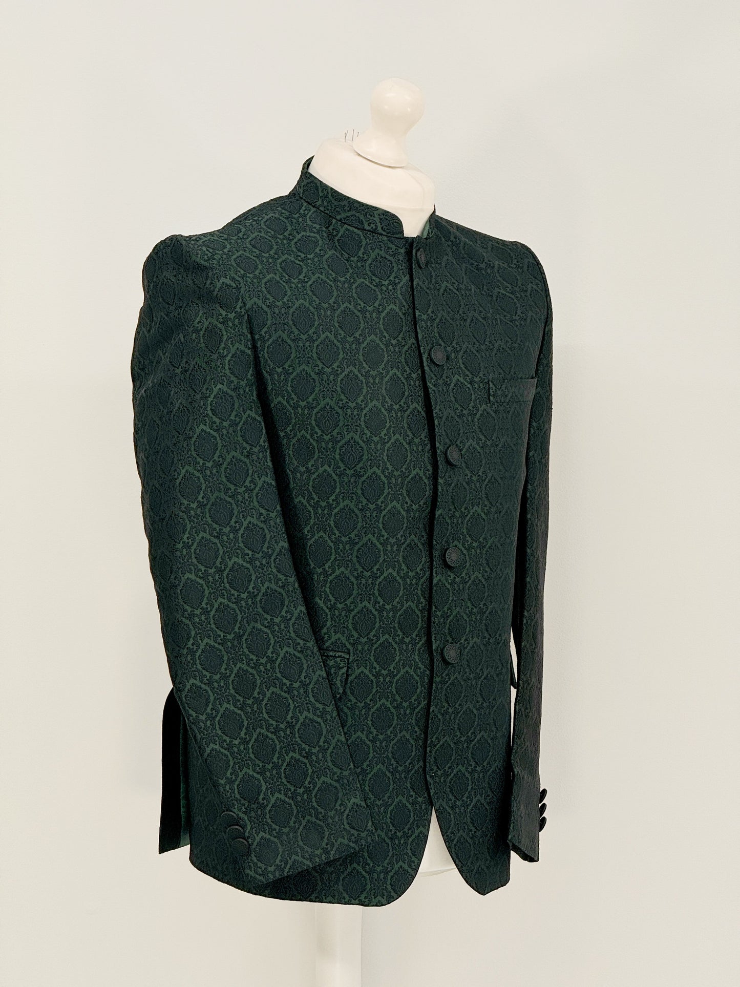 Men's Banarsi Green Black Diamond Prince Jacket