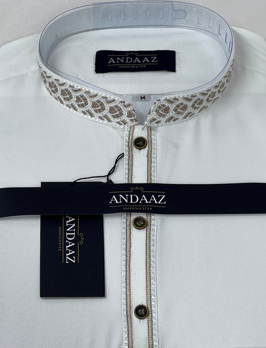 Men's Shalwar Kameez Off White Embroidery