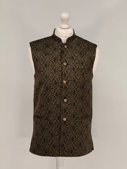 Men's Banarsi Bronze Black Waistcoat