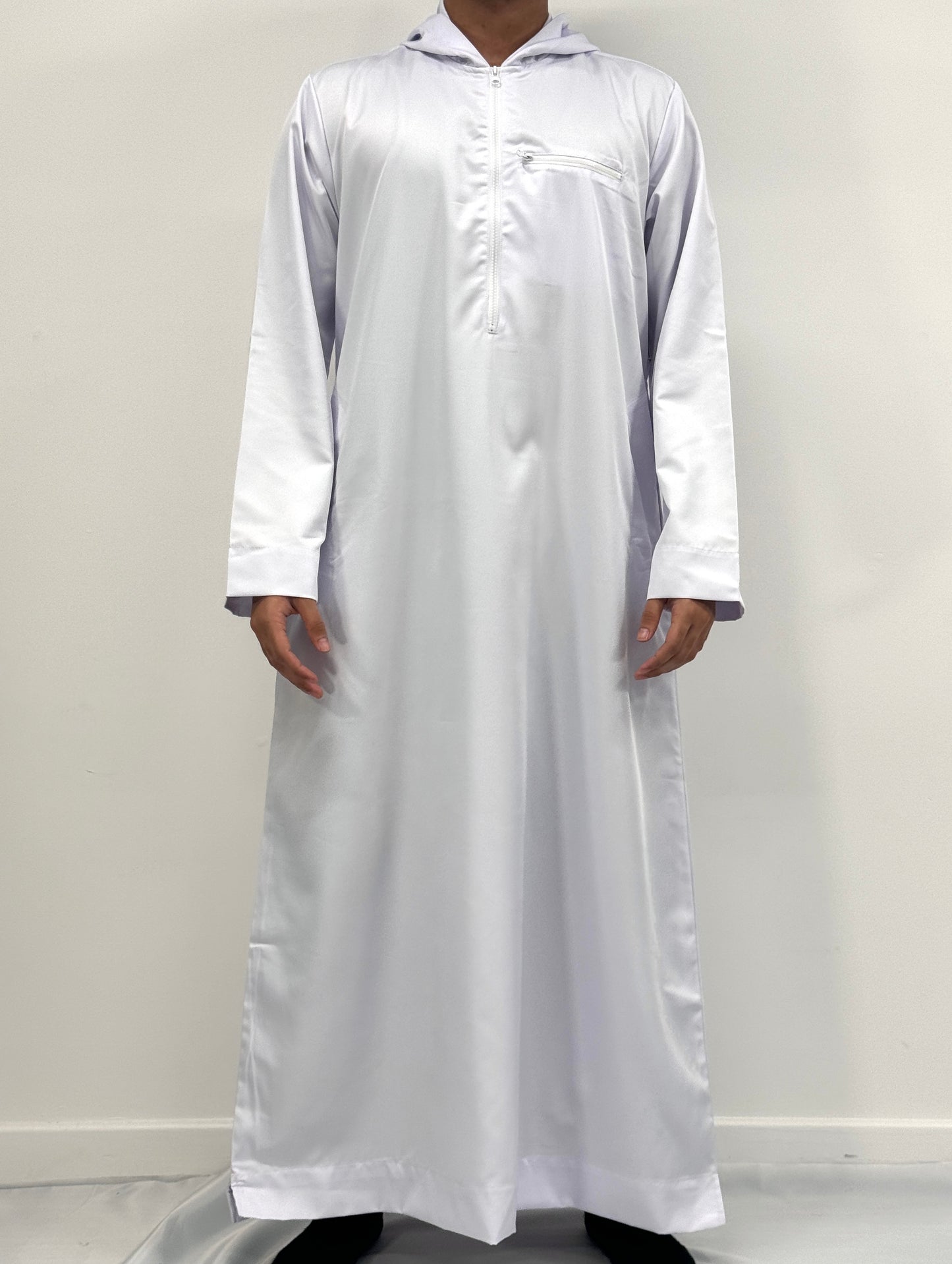 Boys Hoodie Zipper Jubba - White