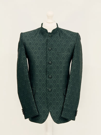 Men's Banarsi Green Black Diamond Prince Jacket