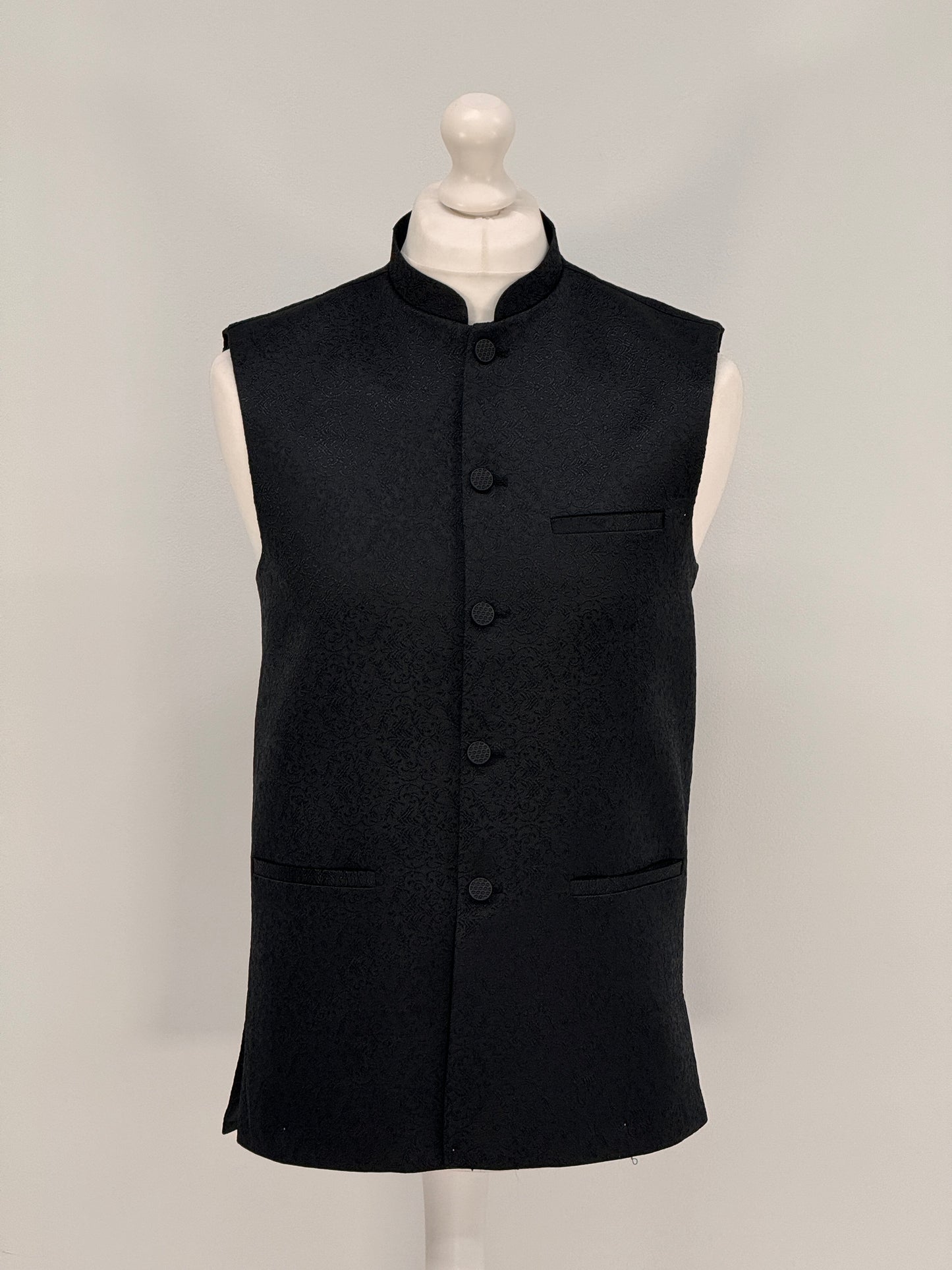 Men's Banarsi Black Waistcoat