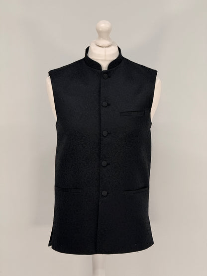Men's Banarsi Black Waistcoat