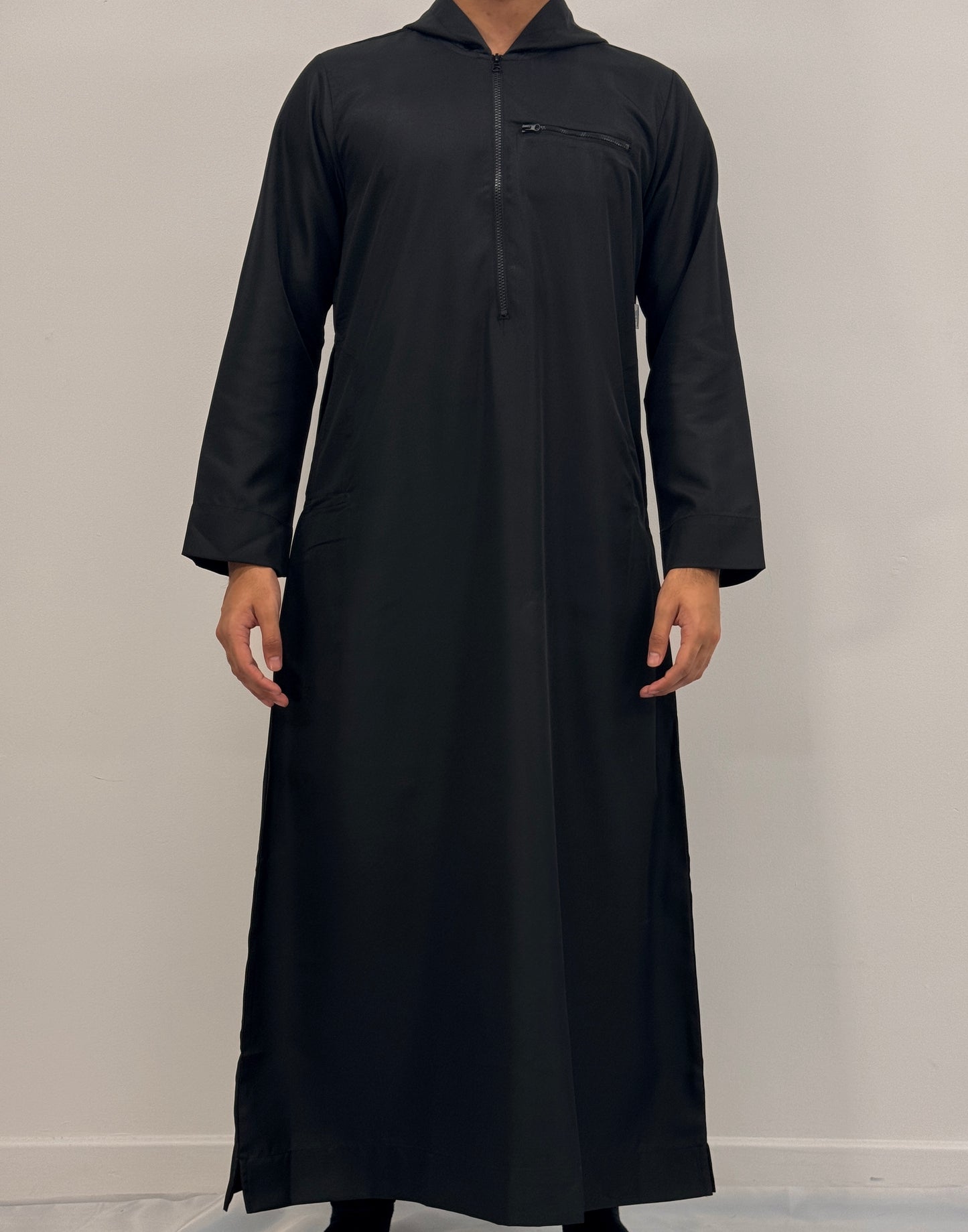 Boys Hoodie Zipper Jubba - Black