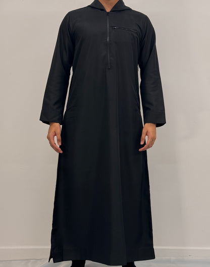 Boys Hoodie Zipper Jubba - Black