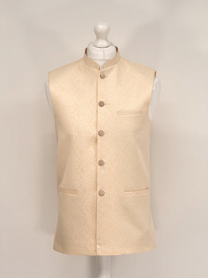 Men's Banarsi Cream Waistcoat