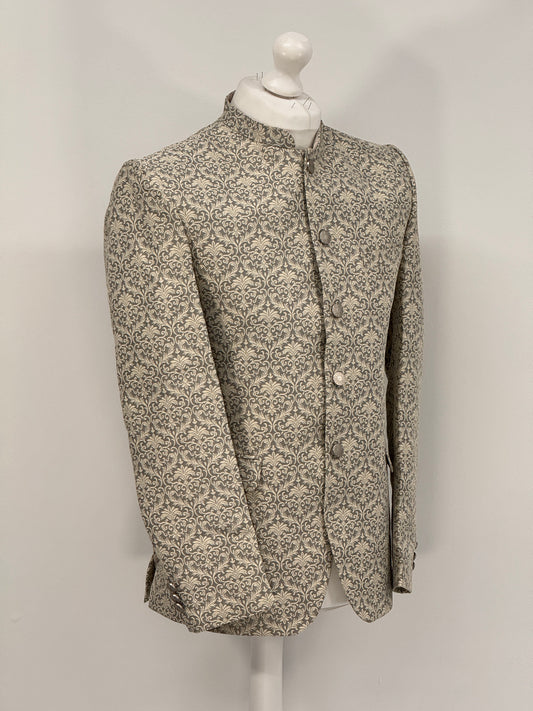 Men's Banarsi Grey Cream Prince Jacket