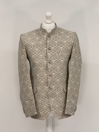 Men's Banarsi Grey Cream Prince Jacket