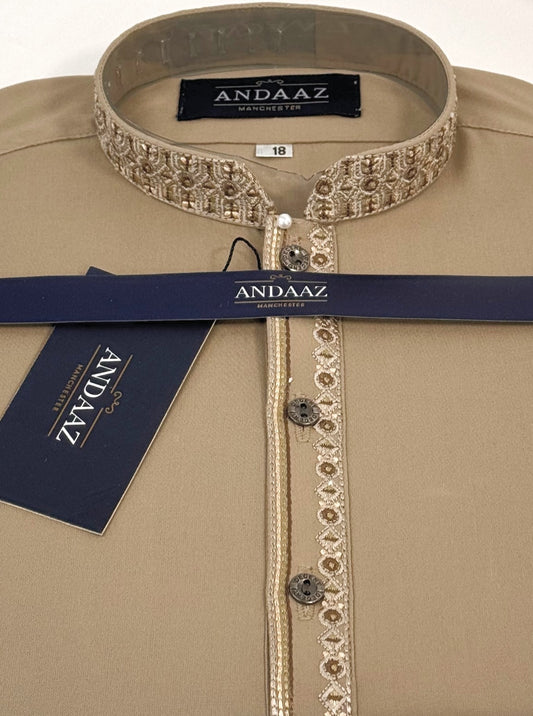 Boys Shalwar Kameez Beige 4 Embroidery