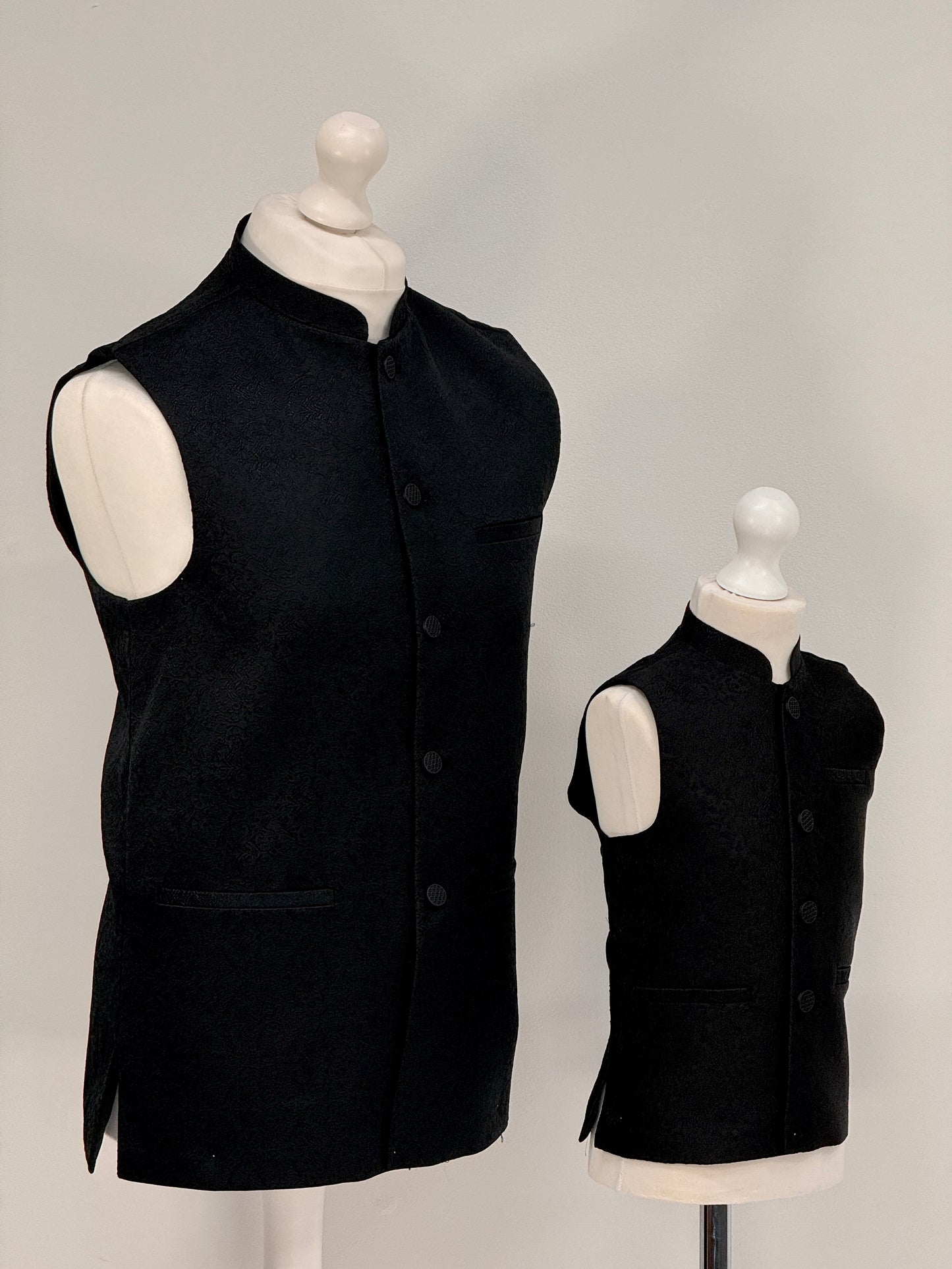 Boys Banarsi Black Waistcoat