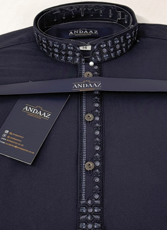 Boys Shalwar Kameez Navy 1 Embroidery