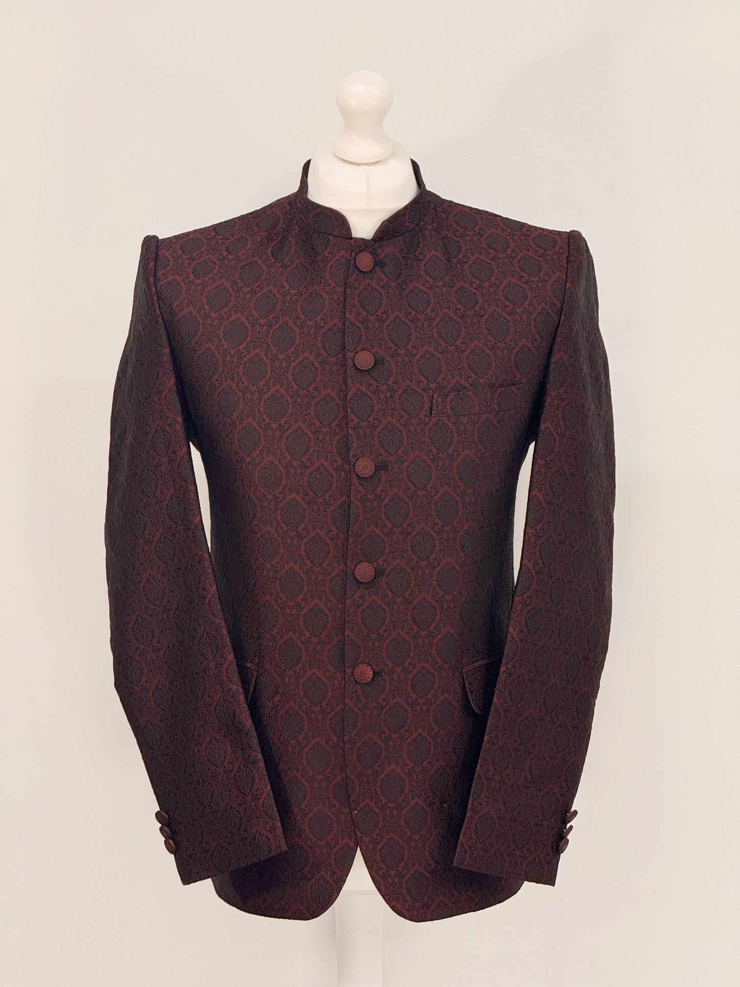 Men's Banarsi Maroon Black Diamond Prince Jacket