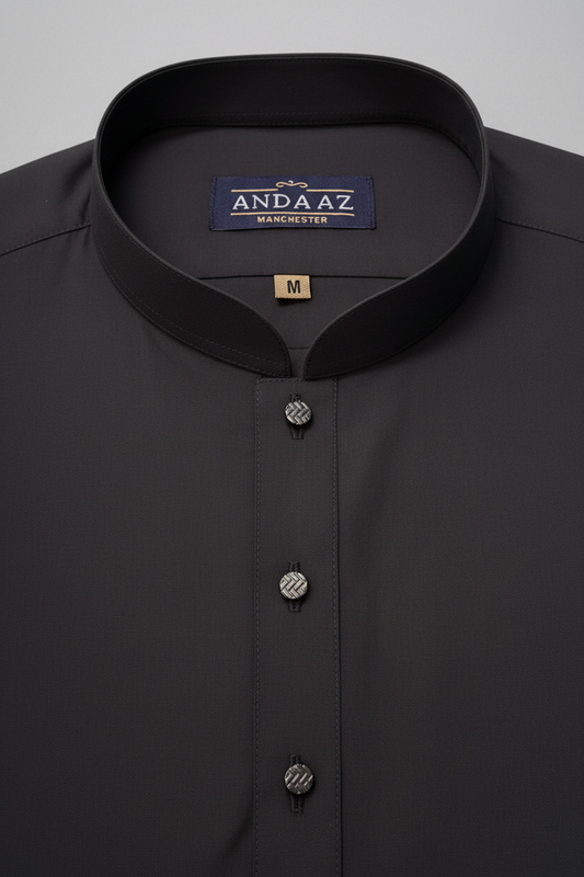Charcoal Kameez Collar Detail