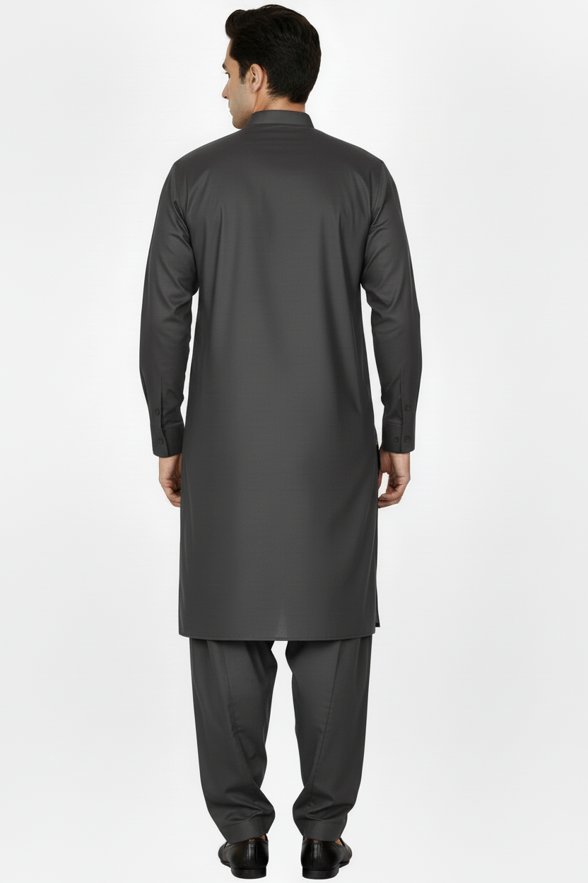 Charcoal Shalwar Kameez Back