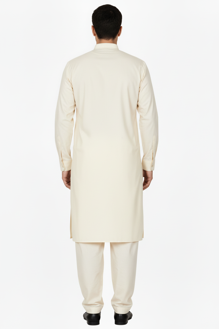 Men's Premium Shalwar Kameez Plain - Cream
