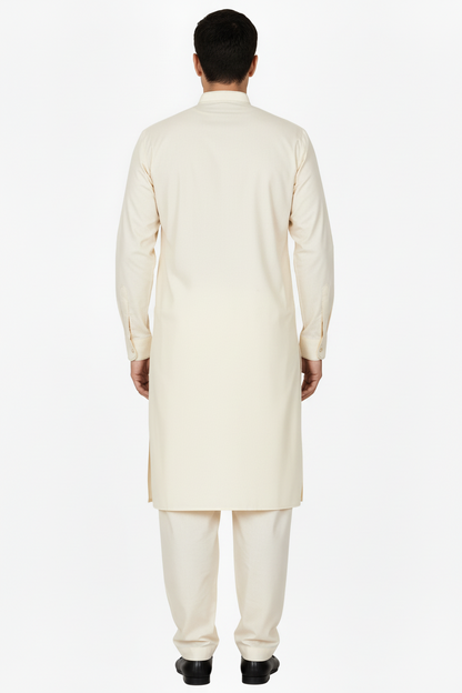 Men's Premium Shalwar Kameez Plain - Cream