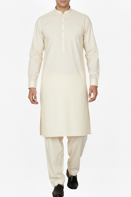 Men's Premium Shalwar Kameez Plain - Cream