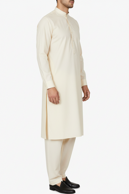Men's Premium Shalwar Kameez Plain - Cream